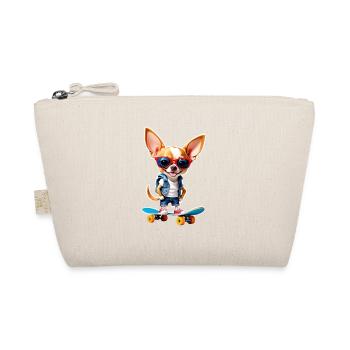 Chihuahua Skate Chic - Organic Pouch - nature - Front
