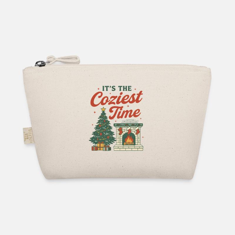 Cozy Christmas Fireplace & Tree Design Organic Pouch