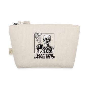Skelett Kaffee Spruch Touch my Coffee Bite you - Bio-Täschchen - Natur - Vorne