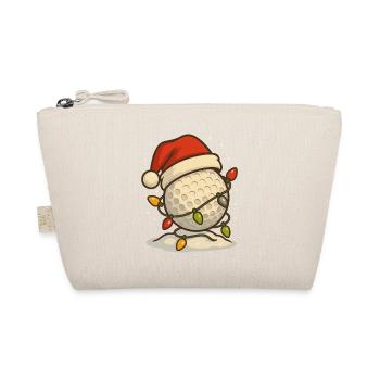Funny Golf Christmas Golf Ball Santa Hat - Organic Pouch - nature - Front