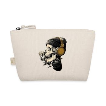 Headphone Skull with Flower - Organic Pouch - nature - Front