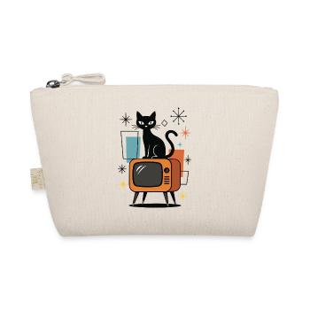 Retro Katze, Vintage Fernseher, 50er, 60er - Bio-Täschchen - Natur - Vorne