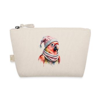 Winterparrot mit Wollmütze und Schal - Bio-Täschchen - Natur - Vorne