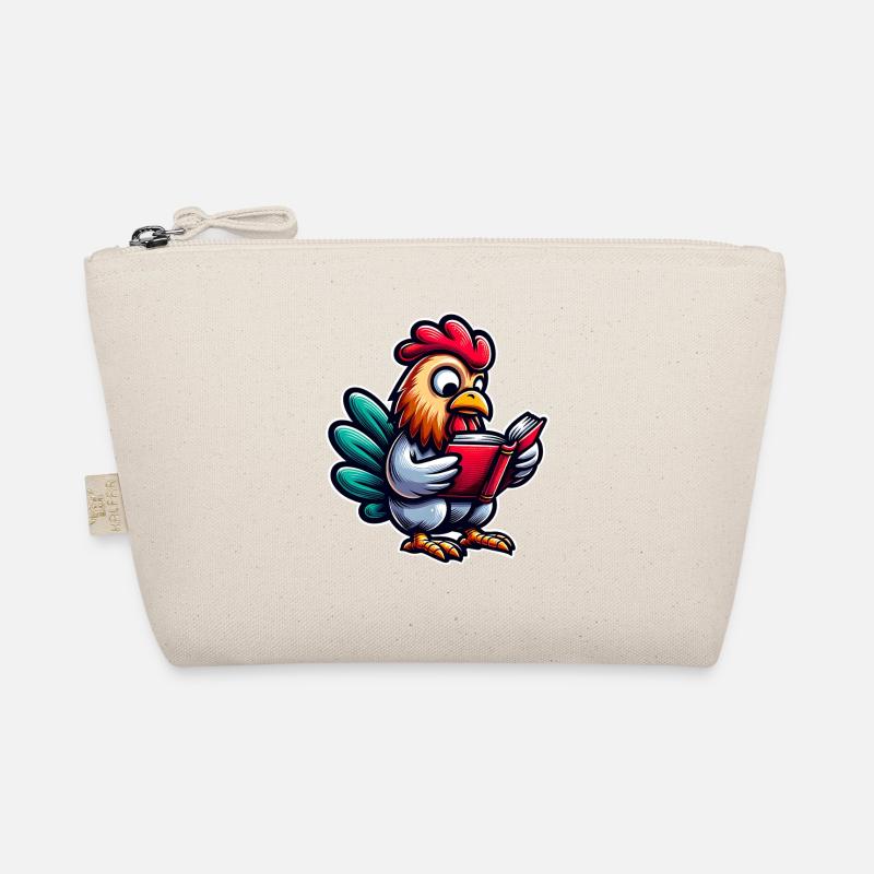 Reading rooster in comic style Organic Pouch