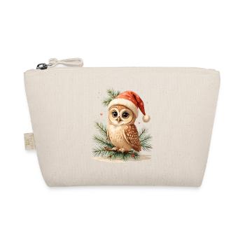 Christmas Owl with Santa Hat - Organic Pouch - nature - Front