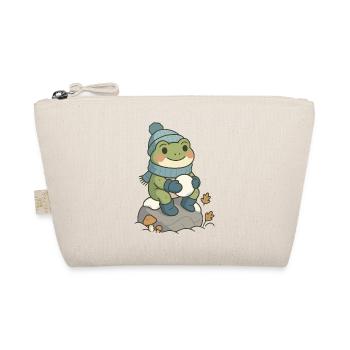 Winter Frog – Cozy Frog with Snowball - Organic Pouch - nature - Front