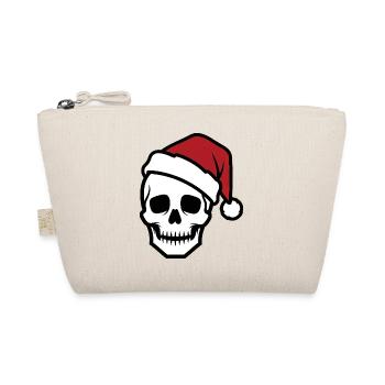 Creepy Skeleton with Santa Hat Biker Horro - Organic Pouch - nature - Front