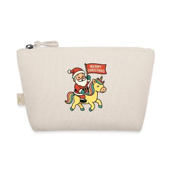 Cute Santa Claus rides unicorn Merry Christma - Organic Pouch - nature - Front