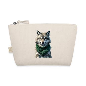 Wolf silhouette with green scarf - Organic Pouch - nature - Front