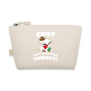 Only 3 and already cowboy / kids gift idea - Organic Pouch - nature - Front