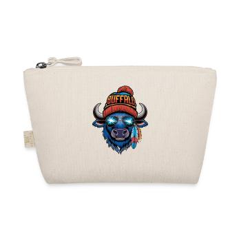 Cool Bison with Hat and Glasses Buffalo - Organic Pouch - nature - Front