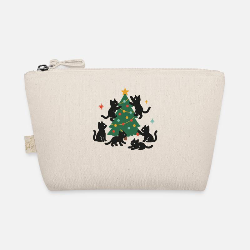 Funny Christmas Cats With Decorated Xmas Tree Organic Pouch