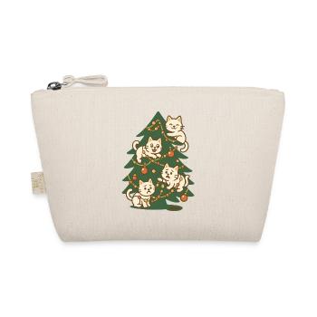 Funny Cat Christmas Tree Family Holiday Design - Organic Pouch - nature - Front