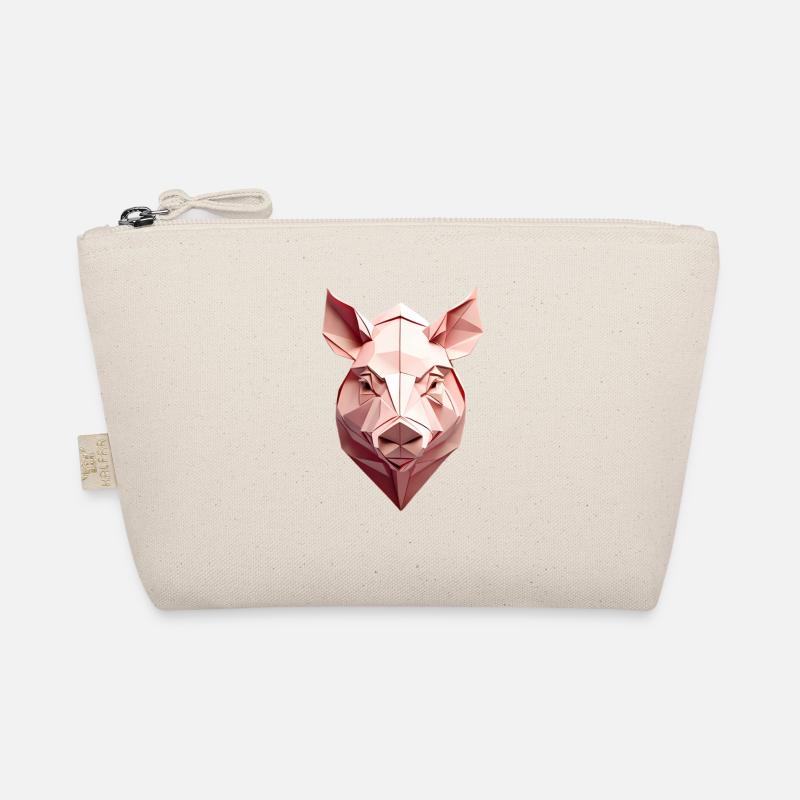 Low Poly Pig Head Pink Organic Pouch