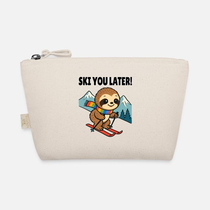 Ski Sloth Cute with Saying Ski You Later Organic Pouch