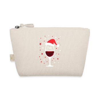 Happy Christmas Wine Glass Wine Nights - Organic Pouch - nature - Front