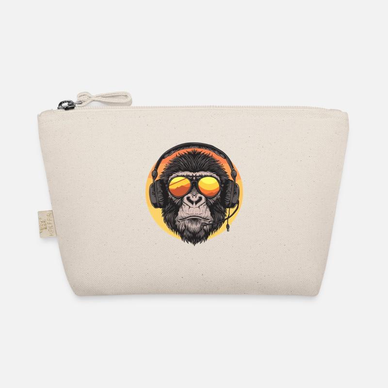 Gamer Gorilla mit Headset und Sonnenbrille Bio-Täschchen