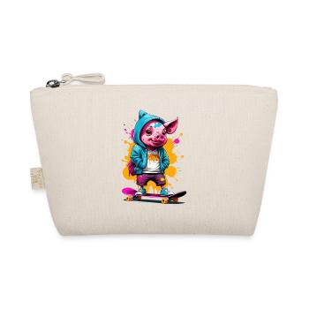 Pig Skate Streetwear Splash - Bio-Täschchen - Natur - Vorne