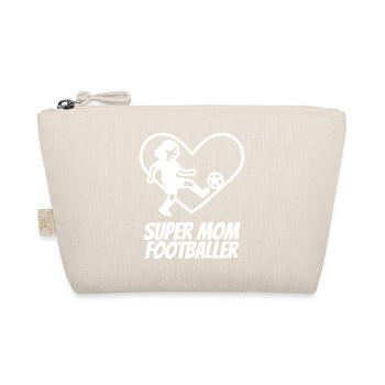 Super Mom Footballer – Heart Soccer Football - Organic Pouch - nature - Front