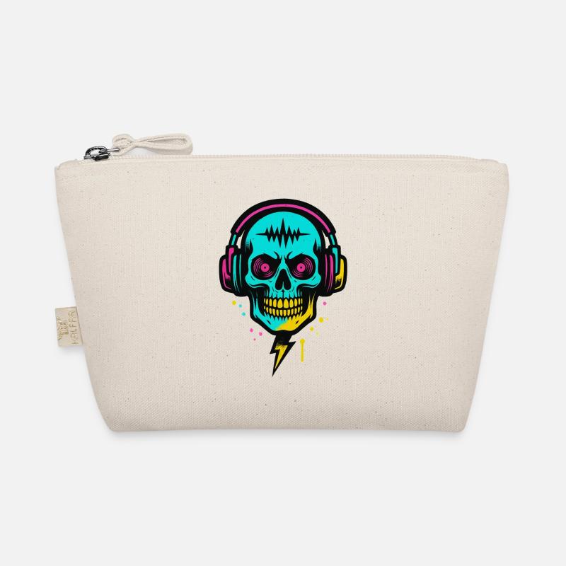 Neon Skull Kopfhörer, Dark Rave Beats Bio-Täschchen