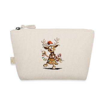 Lustiges Weihnachtsrentier Rentier Cartoon X-Mas - Bio-Täschchen - Natur - Vorne