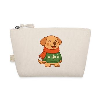 Lustiger Hund Weihnachtspullover Weihnachtsmann Schneeflocken - Bio-Täschchen - Natur - Vorne