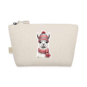 Winter Llama with Knitted Hat and Scarf - Organic Pouch - nature - Front