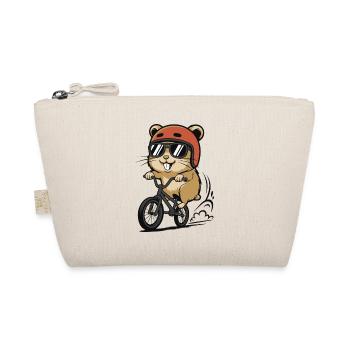 Hamster cyclist with helmet and sunglasses - Organic Pouch - nature - Front