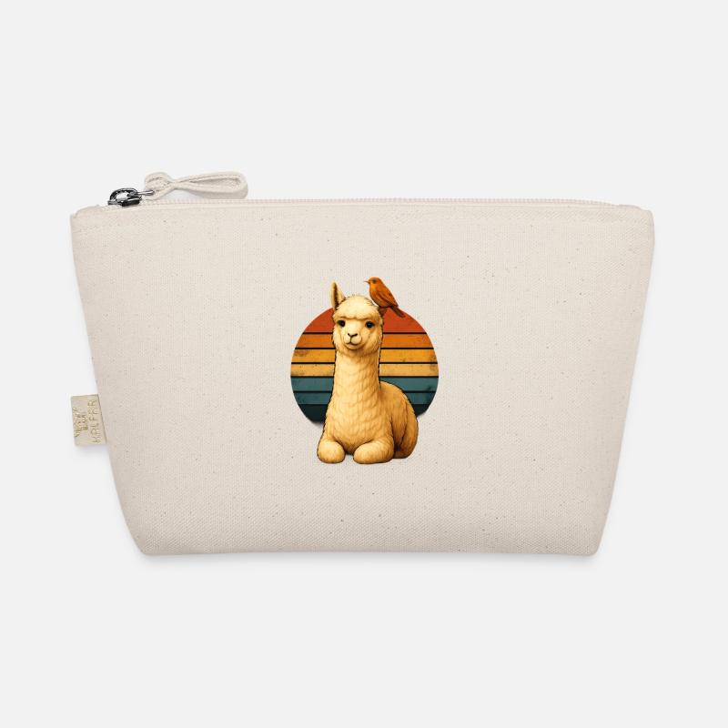Alpaka Vogel Retro Tierfreunde - Bio-Täschchen - Natur