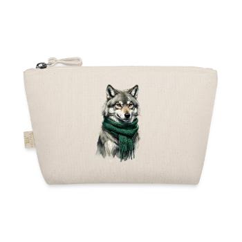 Figurine de loup avec écharpe verte - Trousse biologique - nature - Devant