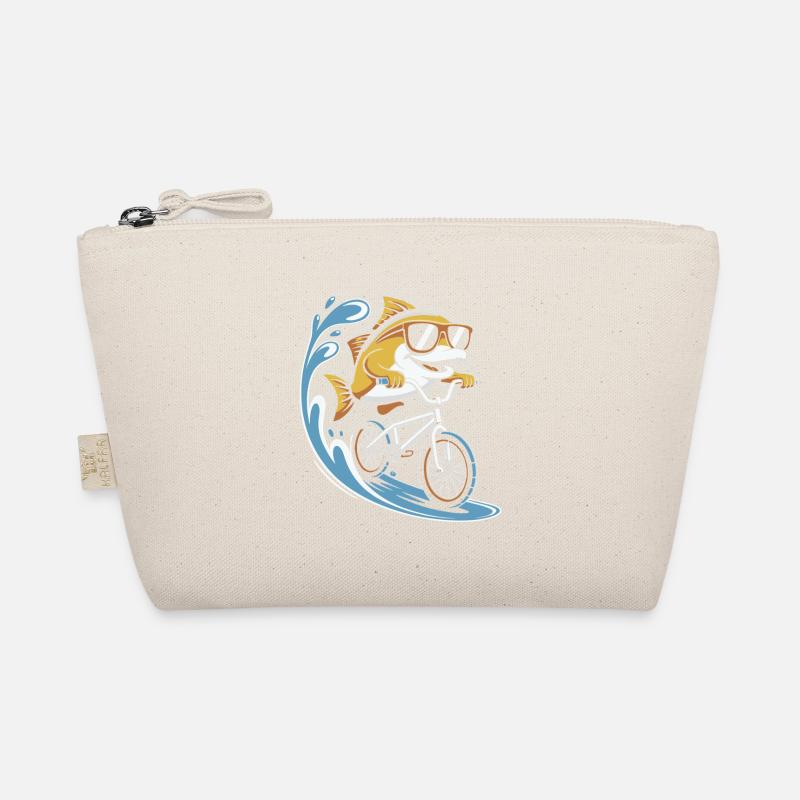 Fish with sunglasses on bicycle Organic Pouch