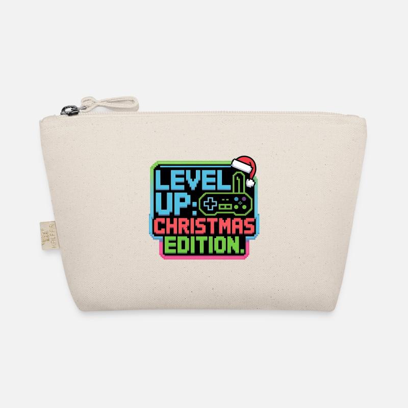 Level Up zu Weihnachten - Pixel Gamer Geschenk - Bio-Täschchen - Natur