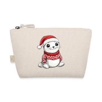 Robbe Tier Weihnachten Xmas - Bio-Täschchen - Natur - Vorne