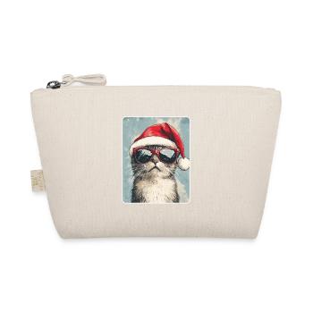 Chat cool avec lunettes de soleil Chapeau de Père Noël - Trousse biologique - nature - Devant