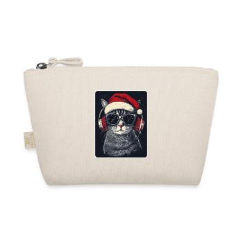 Chat DJ cool avec lunettes de soleil Chapeau de Père Noël - Trousse biologique - nature - Devant