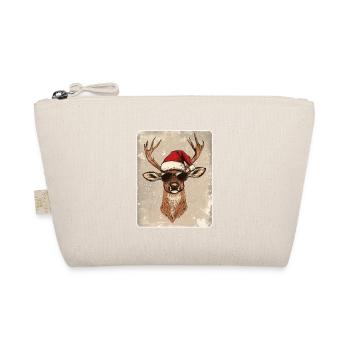Reindeer Deer Antlers Reindeer Vintage Christmas - Organic Pouch - nature - Front