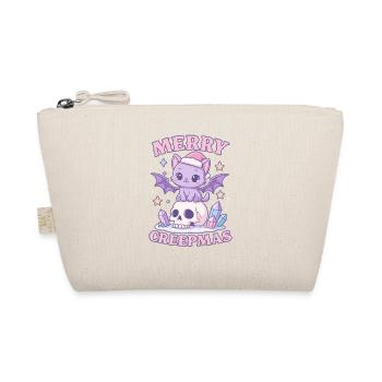 Merry Creepmas Cat Pastel Goth Christmas Skull - Organic Pouch - nature - Front