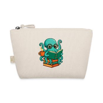 Octopus Reading Book Funny Ocean Nerd Bookworm - Organic Pouch - nature - Front
