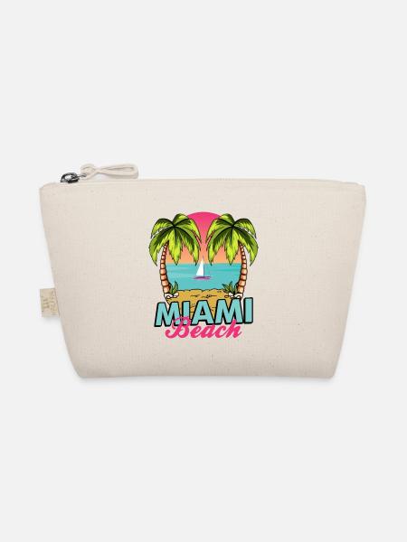 Miami Beach Palmen Sunset - Bio-Täschchen - Natur