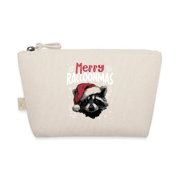 Merry Raccoonmas Lustiges Waschbär Weihnachtsmotiv - Bio-Täschchen - Natur - Vorne