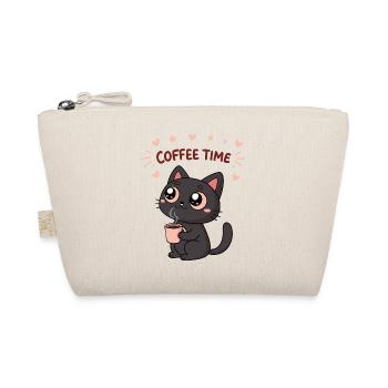 Schwarze Katze Glücklicher Kaffee - Bio-Täschchen - Natur - Vorne