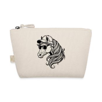 Cool Horse – Pferdekopf mit Cap und Sonnenbrille - Bio-Täschchen - Natur - Vorne