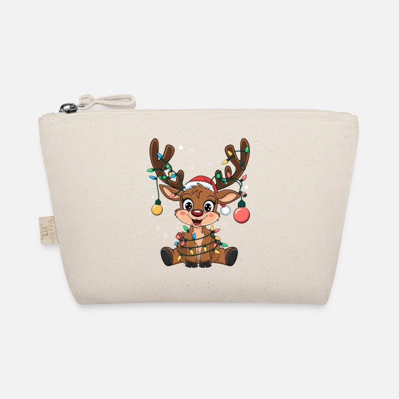 Rentier mit Lichterkette Bio-Täschchen