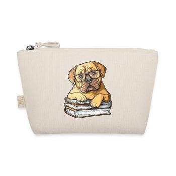 Niedliches Mastiff-Hund-Lesebuch mit Brille - Bio-Täschchen - Natur - Vorne