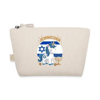 Jewnicorn with stars and candles - Organic Pouch - nature - Front