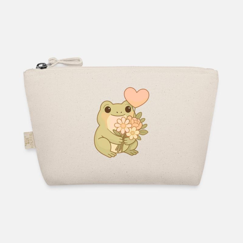 Kawaii Frosch mit Blumen – Cute Frogcore Art Bio-Täschchen