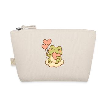 Kawaii Frog with Heart Balloons – Cute Frog Art - Organic Pouch - nature - Front