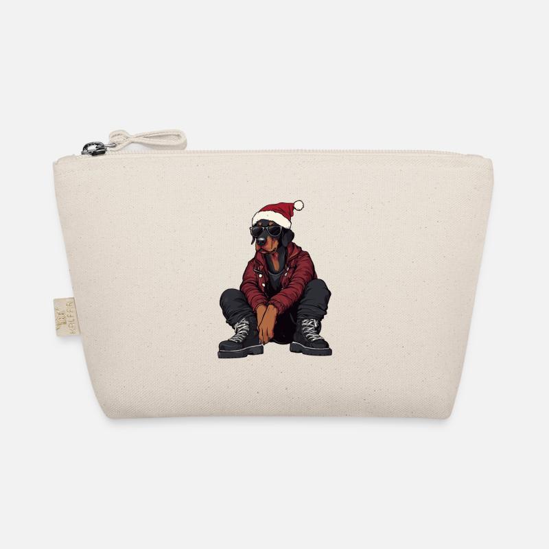 Dobermann Hund Weihnachten Winter - Bio-Täschchen - Natur