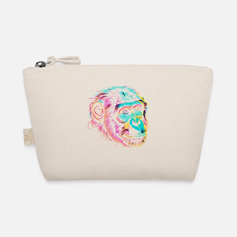 Colorful monkey head in pop art line style Organic Pouch
