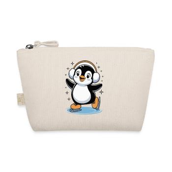 Winterschlittschuh-Pinguin Flair - Bio-Täschchen - Natur - Vorne